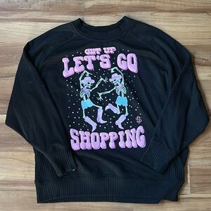 Simply Southern Black Sweater with Pink and Blue Skeletons